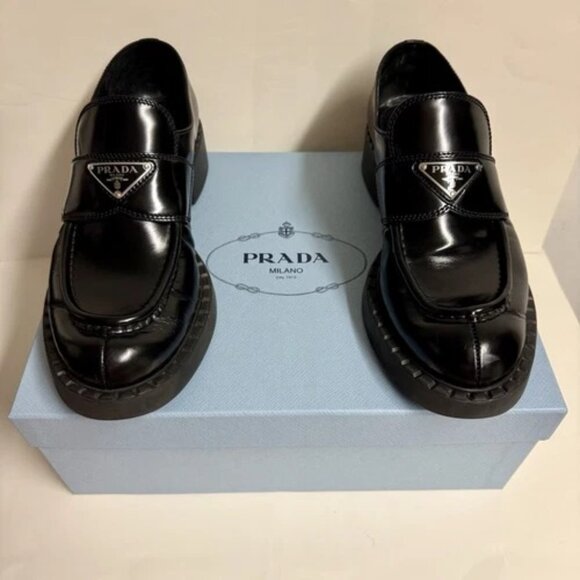 Prada Shoes - Women Black Leather Prada Driving Loafer